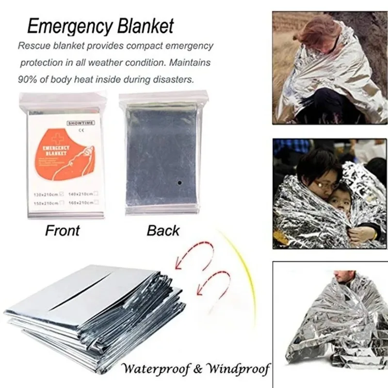 Imagen 3: Saco de dormir de emergencia para acampar al aire libre, manta de supervivencia, aislamiento térmico portátil ligero, impermeable, resistente al viento, de emergencia