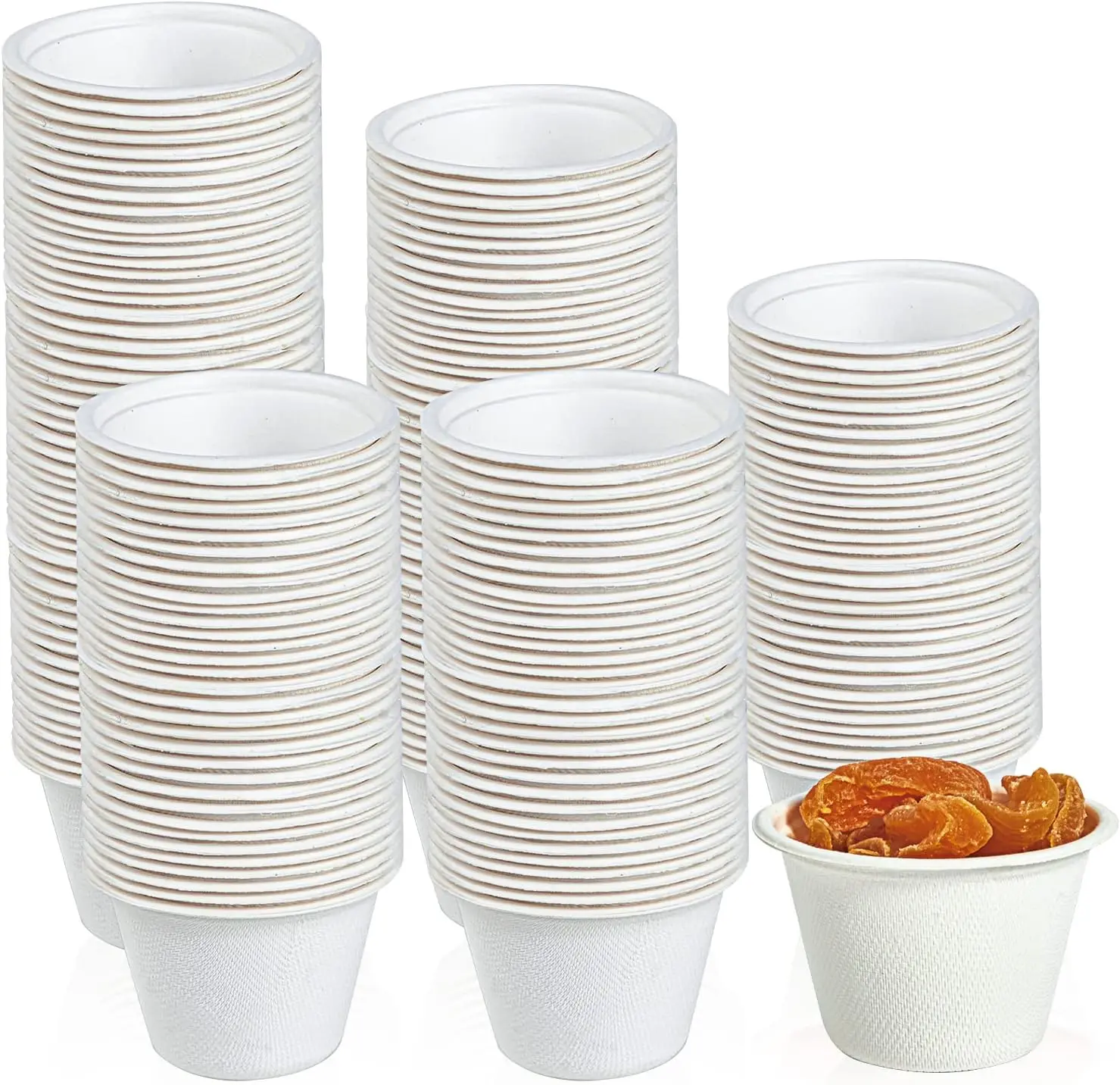

200 Pack 4 oz Compostable Portion Cups, 100% Biodegradable Souffle Cups, Disposable Paper Cup for Condiment Samples