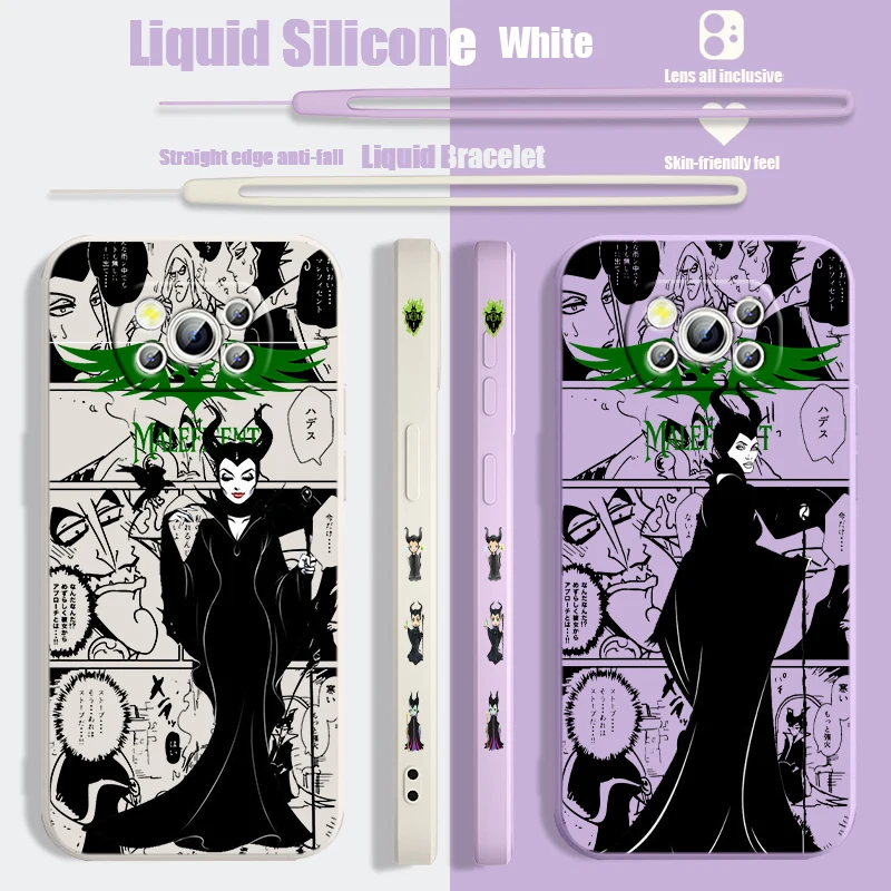 Disney Beautiful Maleficent Liquid Left Rope Phone Case For Xiaomi Poco X2 3 4 5 C3 F3 4 5 M3 4 5 C40 55 NFC GT Pro Soft Cover