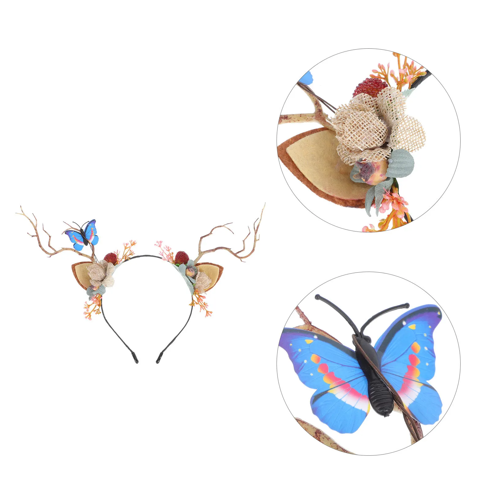 

1pc Christmas Reindeer Hairband Festive Horn Headwear Holiday Party Decorations Winter Theme Xmas Headband Accessories