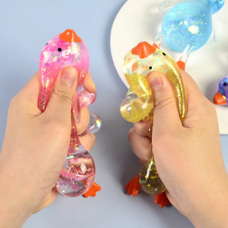 Maltose Colorful Aurora Duck Squeeze Toy Soft Cute Animal Stress Relief Decompression Stretch Toy for Adults And Children Gift
