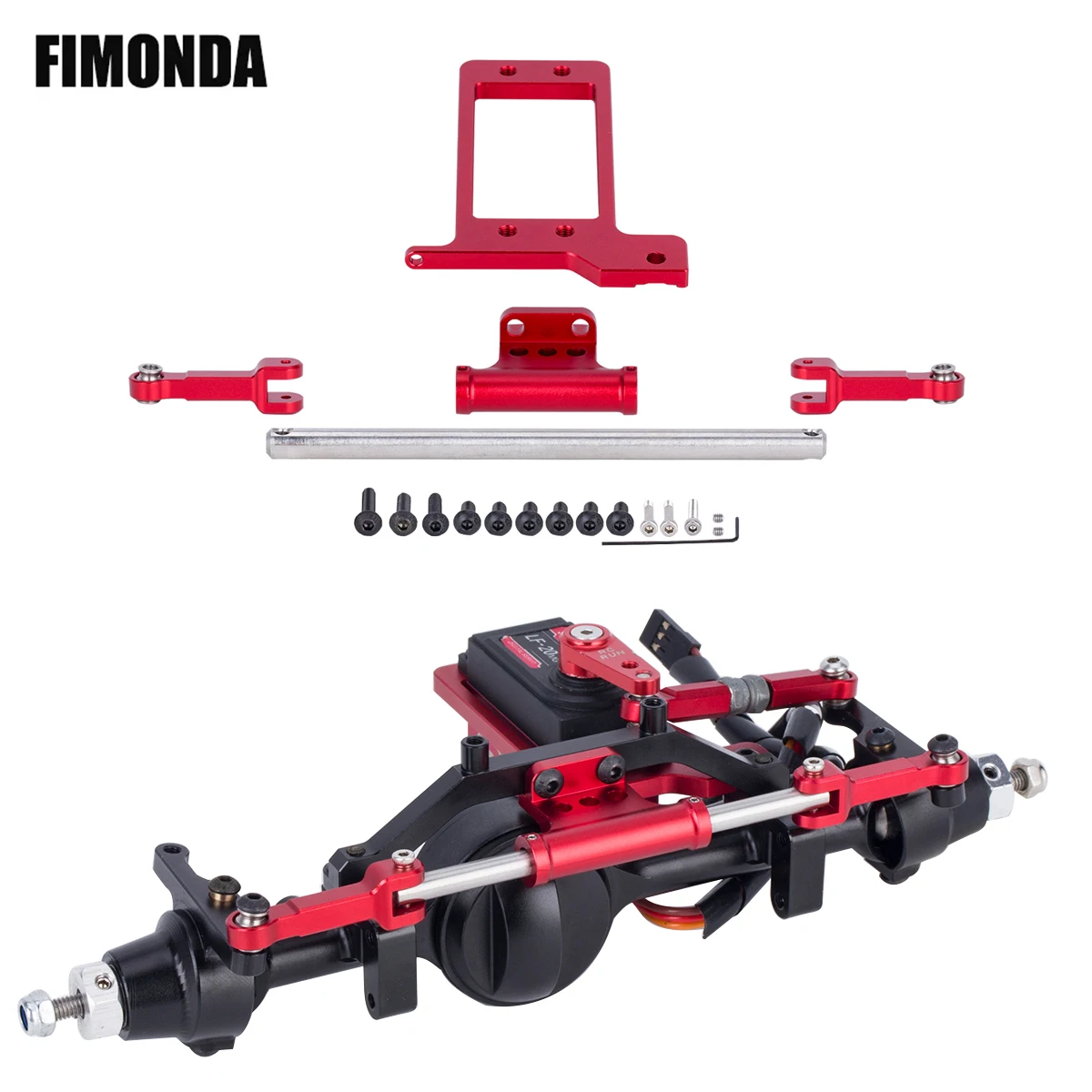 

Metal BAT Servo Mount Scale Hydraulic Steering Link Upgrade Kit for 1/10 RC Crawler Car D90 D110 4WD Yota ll Axle