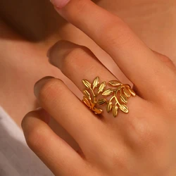 Aomogo Stainless Steel Rings Minimalist Irregular Print Open Ring Personality Design Fashion Ring For Women Anniversary Gift