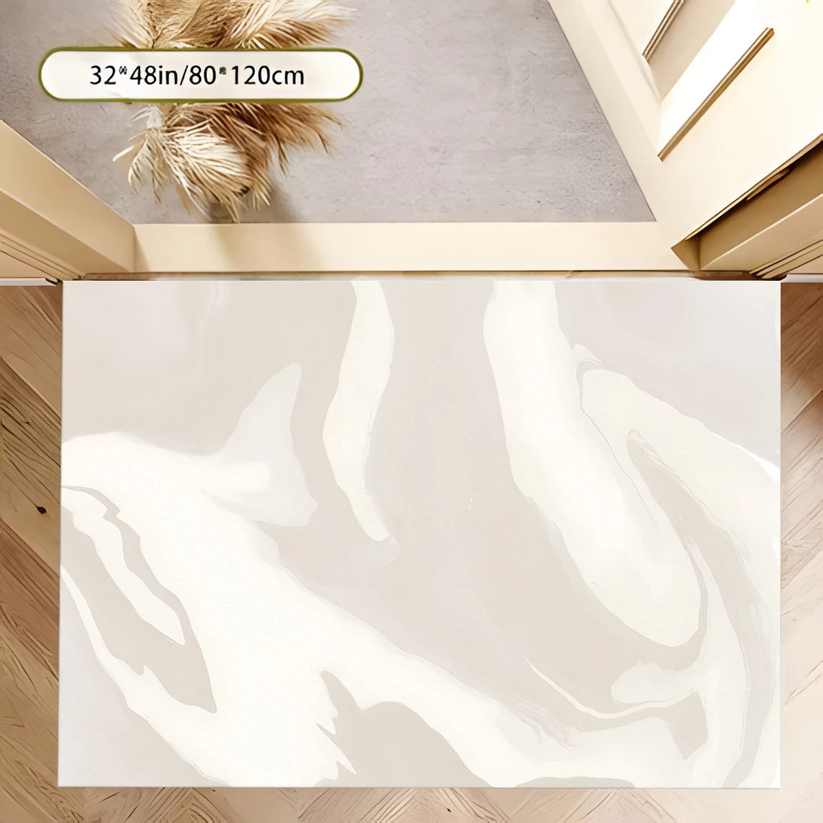 2D Large Carpet Milk White Fluid Blur Texture Simple Style for Living Room Bedroom Entryway