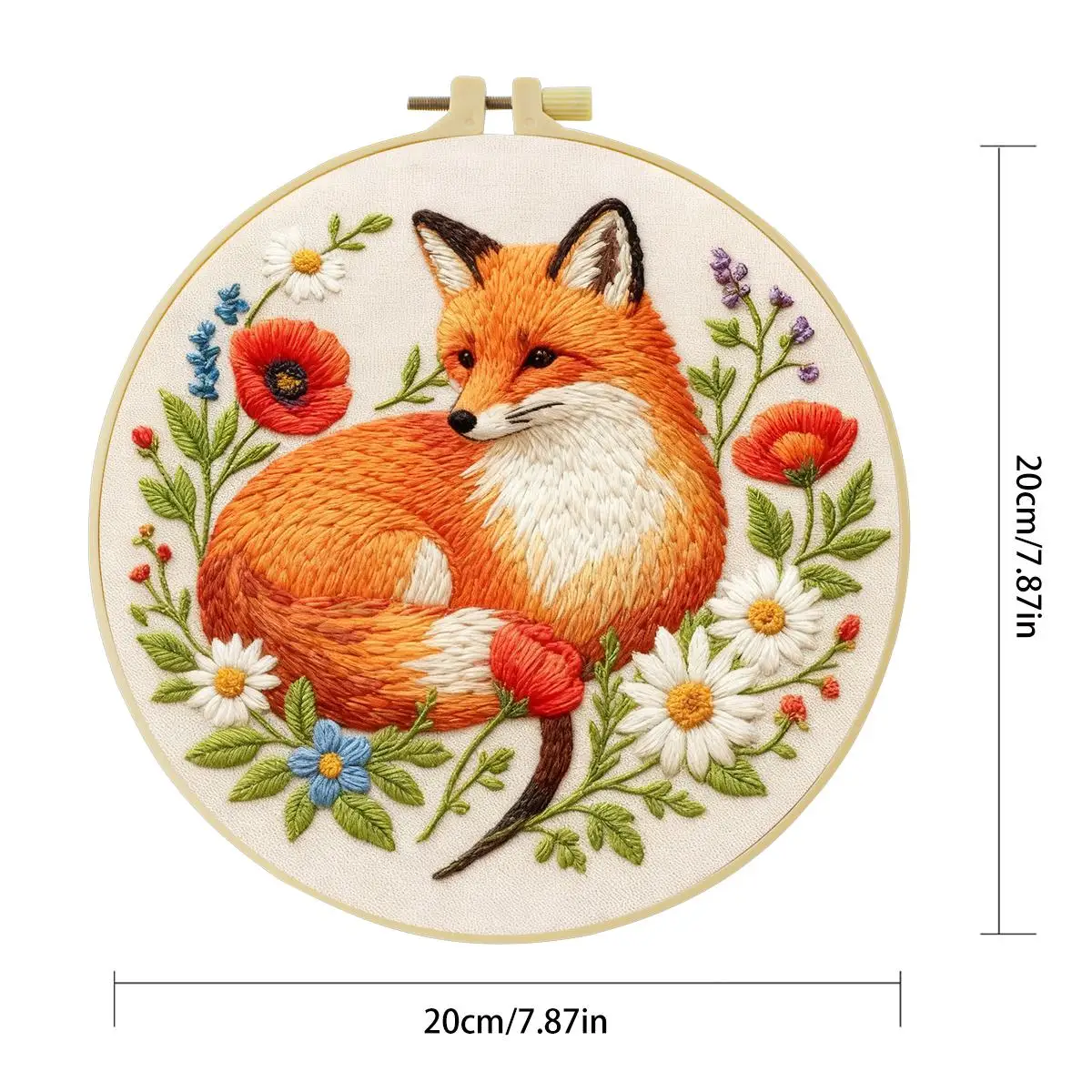 1 Stück 20X20CM/15X15CM 7,87/6,3 Zoll Tier - Fuchs Stickerei Starter-Kit DIY-Kit DIY-Stickerei-Set Handarbeiten Heimdekoration – Detail 3