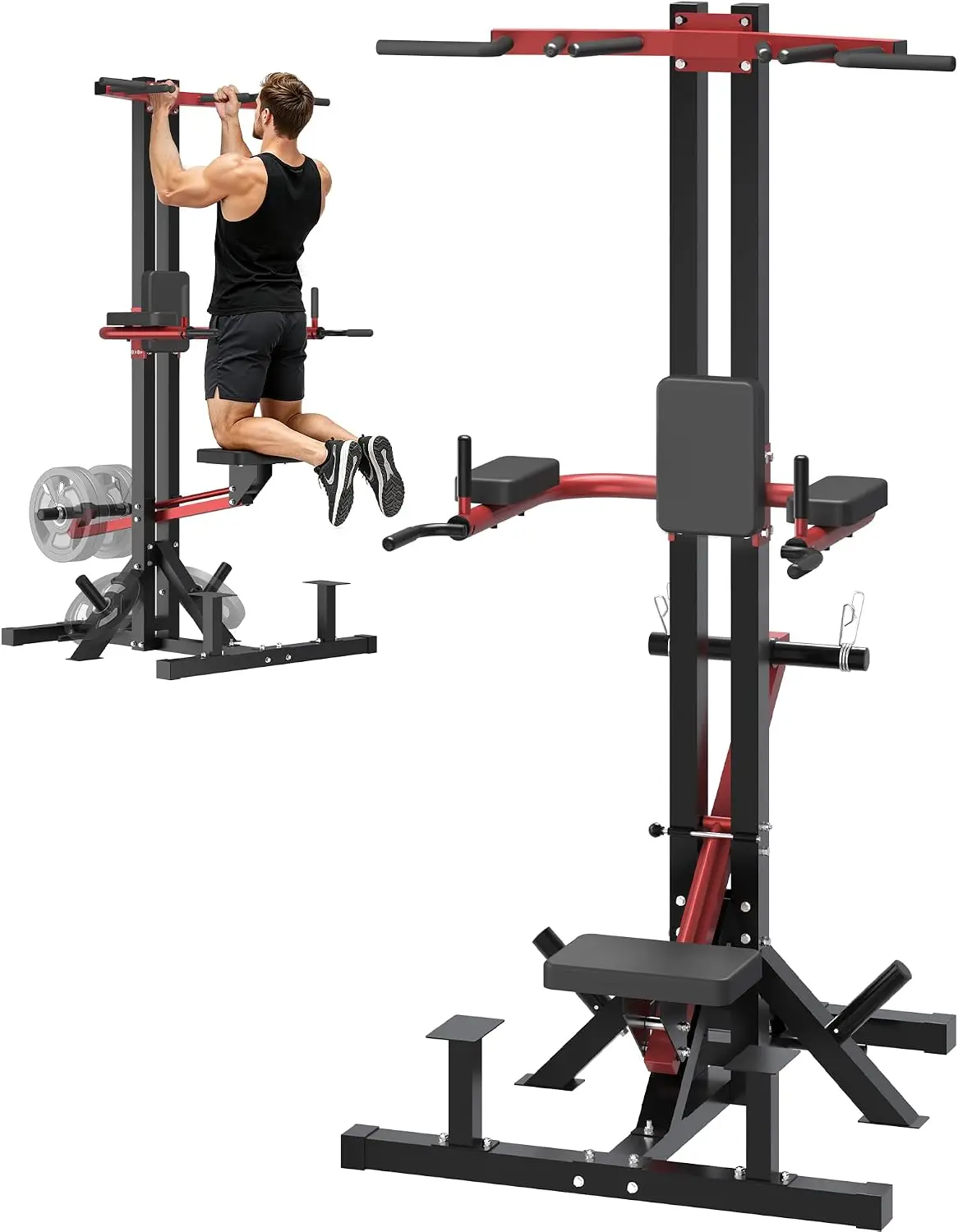 Assisted Pull-Up and Dip Machine, 4-in-1 Workout Equipment with 1:1 Lever Counterweight System