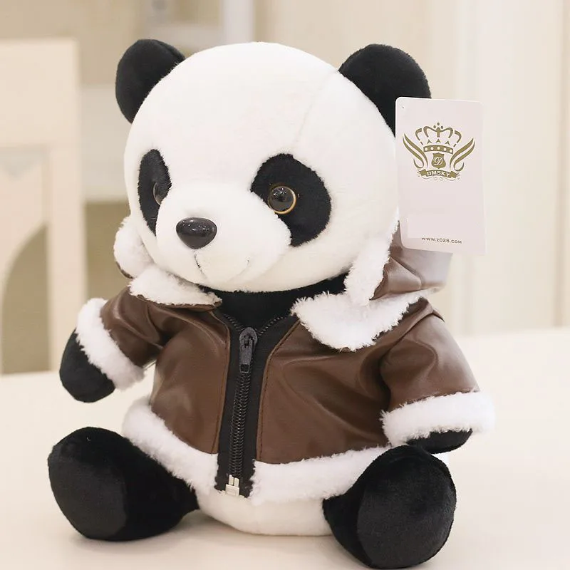 Cute Aviator Panda Plush Toy Soft Stuffed Animal Doll with Pilot Jacket and Goggles Adorable Panda Plushie for Gift Squishy