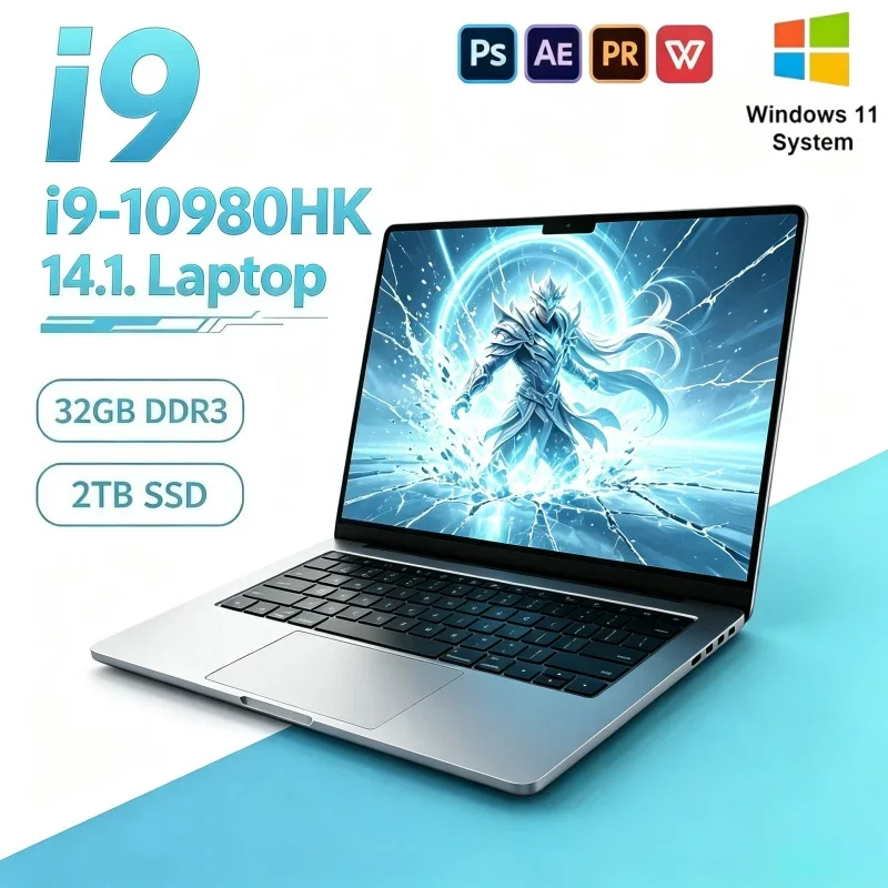 Best Seller 14.1 Inch High Performance Notebook 2026 Intel I9-10980HK 16/32GB 2TB SSD Win11 Business Gaming Laptop