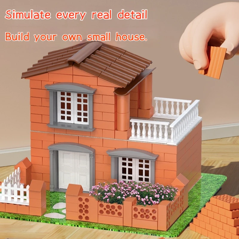 Mini DIY Abricklayer Buildsahouse Cottage Building Villa Simulation Mini Brick Assembly Block Children House Building Toy Gift