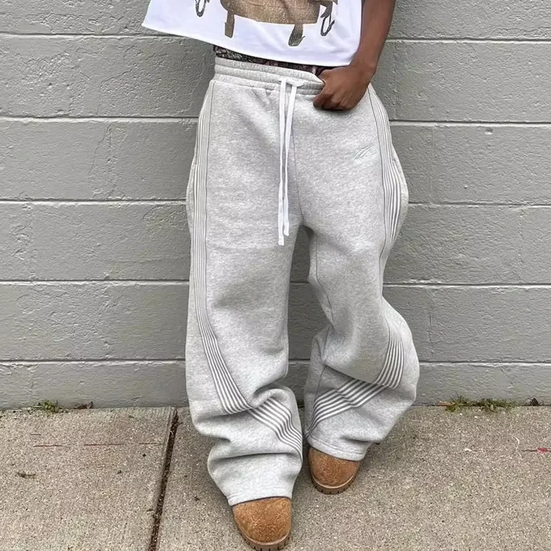 Pantalones de chándal góticos de estilo americano Y2K, pantalones holgados Retro con diseño a rayas, pantalones góticos de Hip Hop con cintura elástica para mujer, pantalones para correr Punk callejero