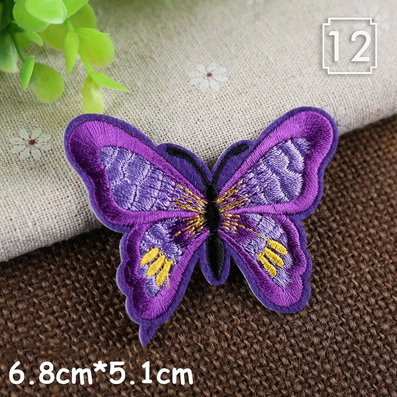 Cute Butterfly Needlework Fusible Patch Iron-On Thermal Stickers For Kids Clothes Stitch Stuff Embroidered Applications Sewing