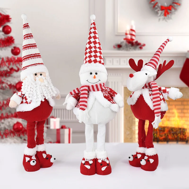 

Telescopic Santa Claus Standing Dolls Christmas Long Legs Snowman Elk Doll Ornament Kids New Year Gift Toys 2024 Home Decoration