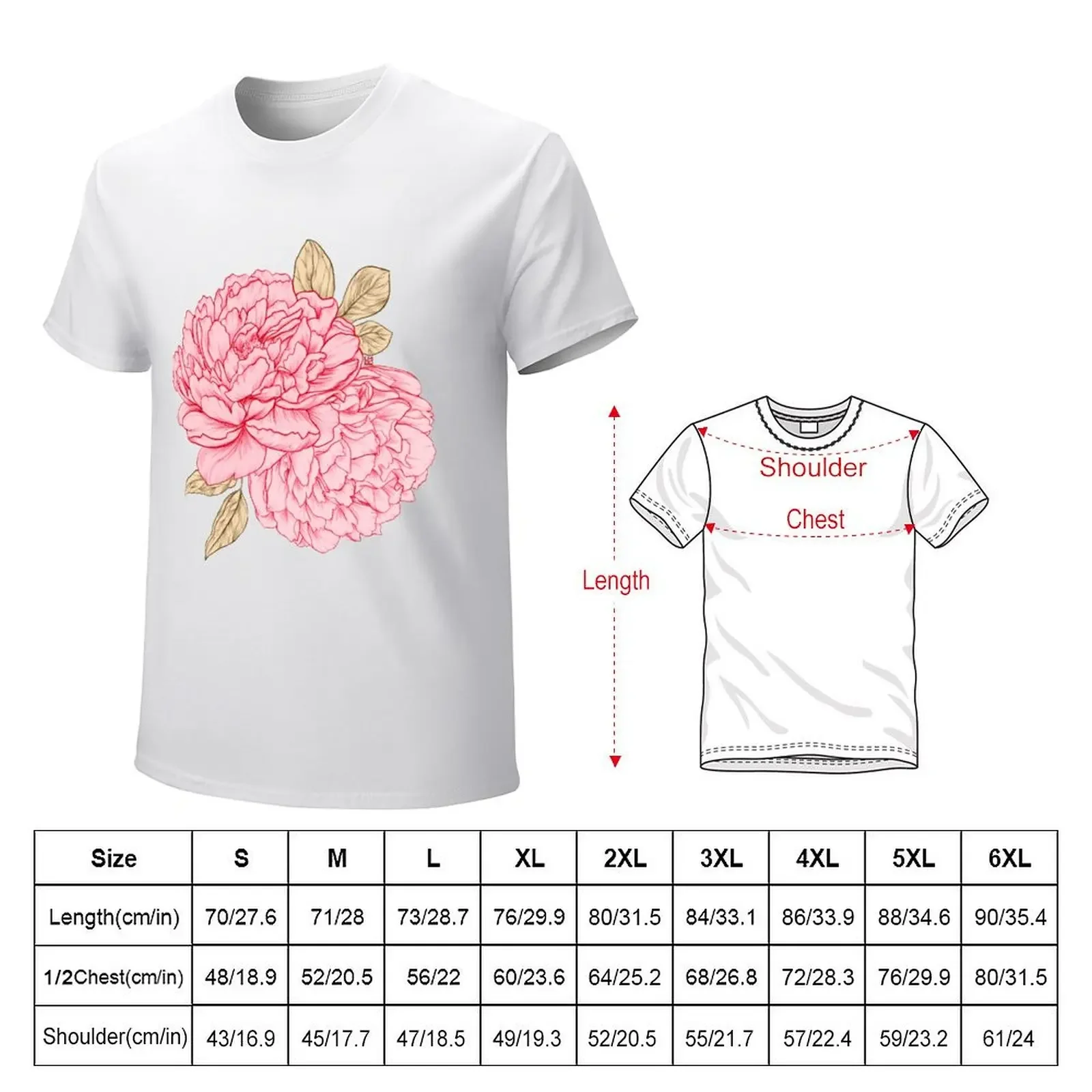 Pink Peonies T-shirt animal prinfor boys for a boy summer t shirt for men Cotton Luxury brand vintage oversized