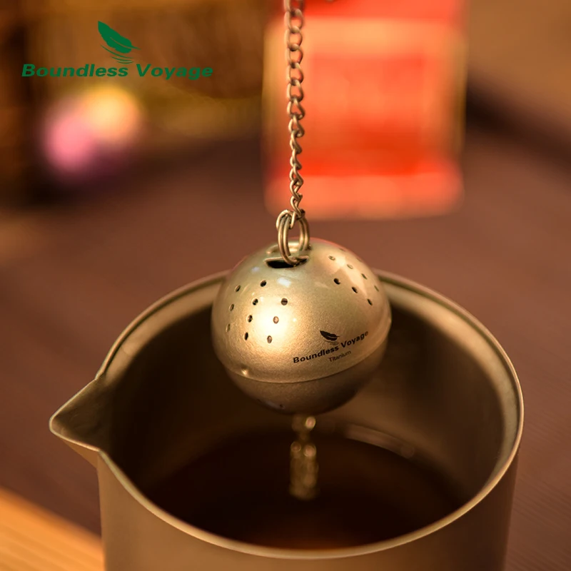 Boundless Voyage Titanium Tea Ball Infuser for Loose Tea Lightweight Tea Steeper Filter with Extended Chain Hook