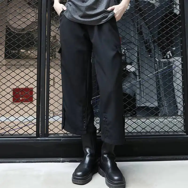 

Ladies Straight Pants New Classic Dark Personality Fashion Pants With Adjustable Design Casual Loose Nine-Minute Pants