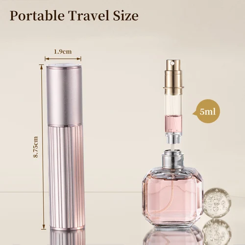 Imagen 2 del producto Mini botellas dispensadoras de Perfume con relleno inferior, atomizador en aerosol recargable para cosméticos, contenedor de líquidos portátil, 5ml