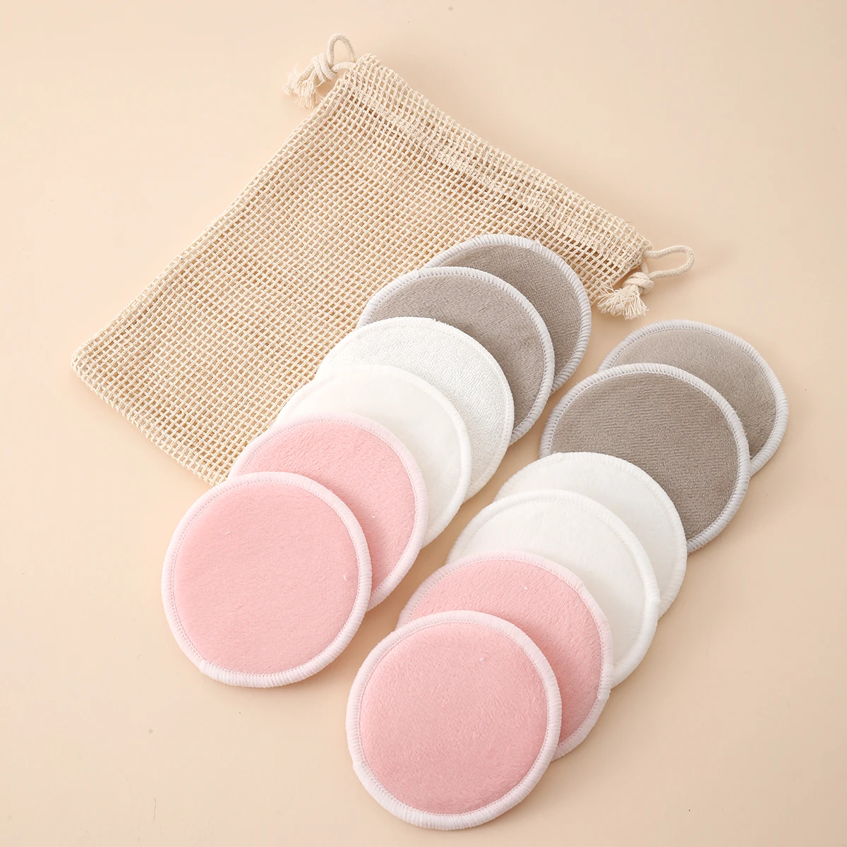 10/12 قطعة من وسادات إزالة المكياج القابلة لإعادة الاستخدام مع حقيبة شبكية لتنظيف الوجه #6
