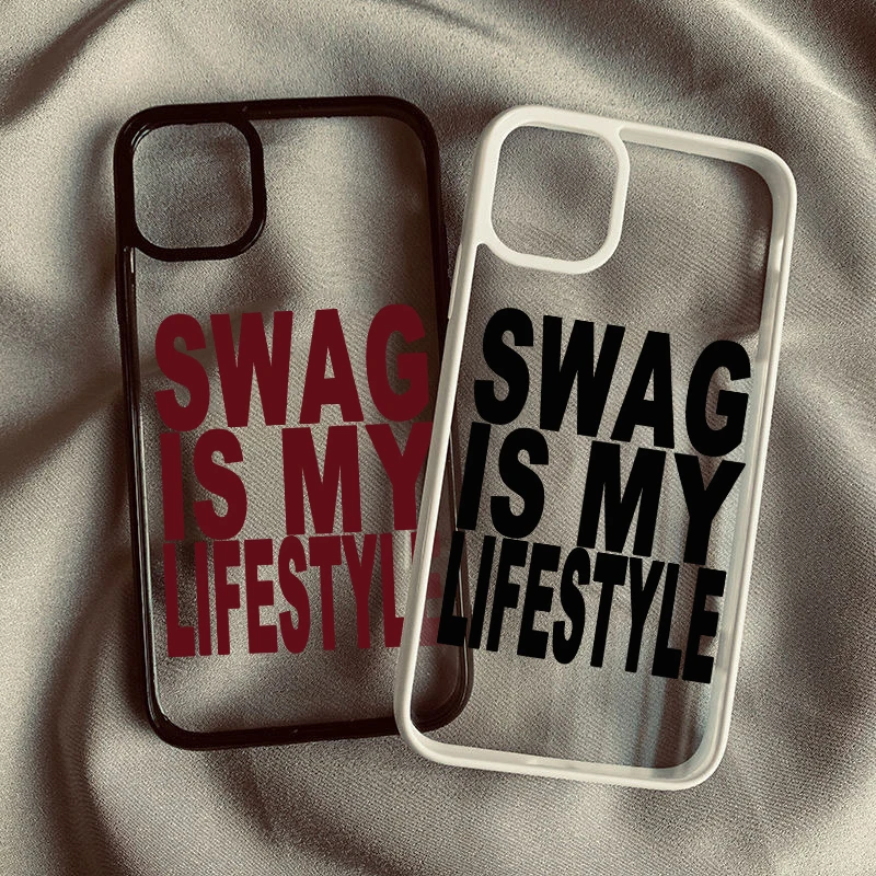 Простой чехол для телефона в стиле «Черная буква Swag is My Life» для iPhone 17Pro Max 16 15 14 13 12 11 XR XS 7 8 Plus с прозрачным твердым чехлом