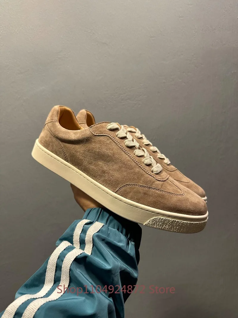 Luxury Designer Sheepskin Training Shoes Men's Genuine Leather Sport Oxfords Youth Lace Up Casual Sneakers Male Leather Shoes