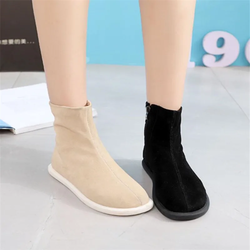 Autumn Women Shoes Fashion Casual Suede Ankle Boots Female Brown Chelsea Fashion student boots