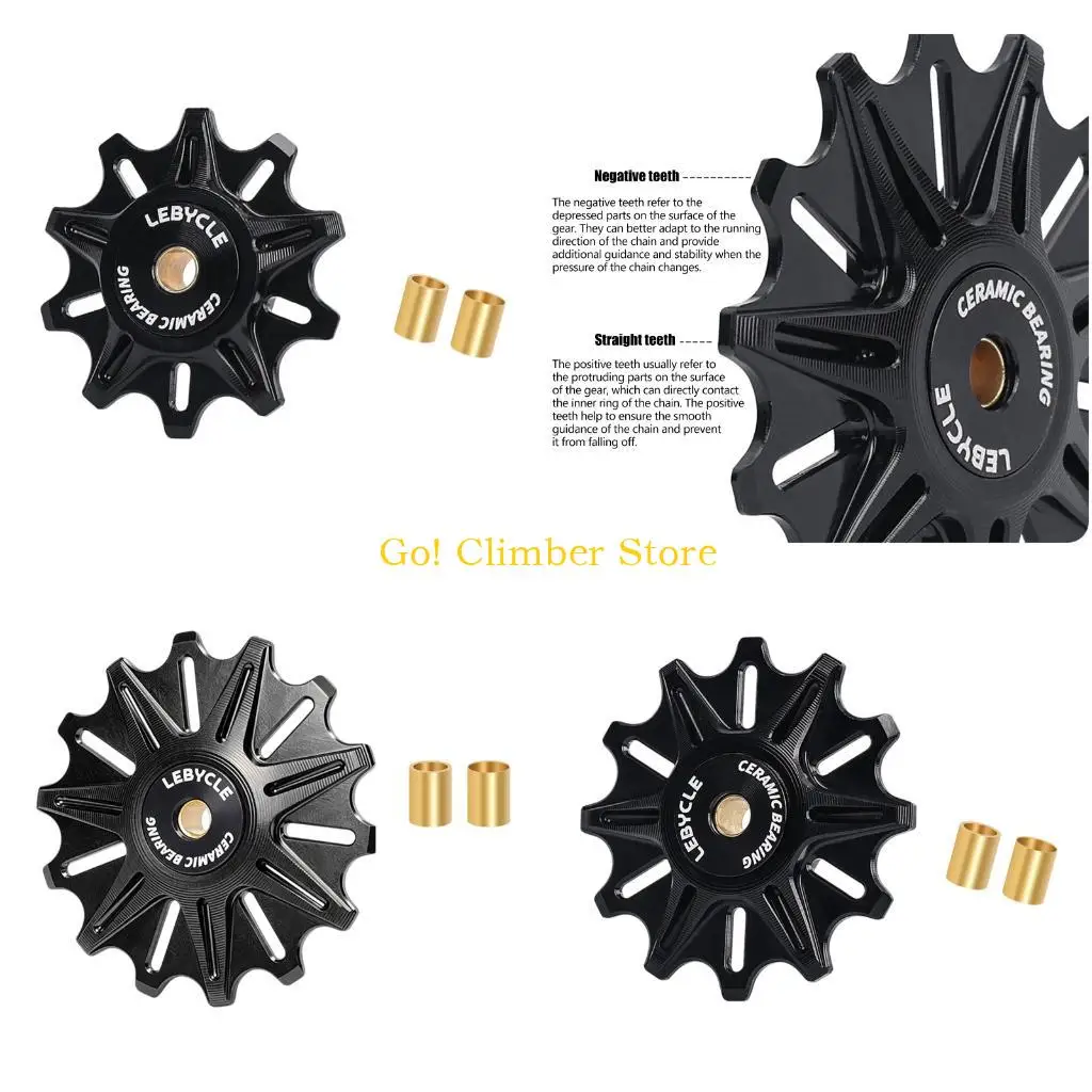 Q84C Lightweight Metal Shell Chain Guide Wheel for Bike Care, Narrow Wide Tooth Form with Ceramic Bearing Insert for Home
