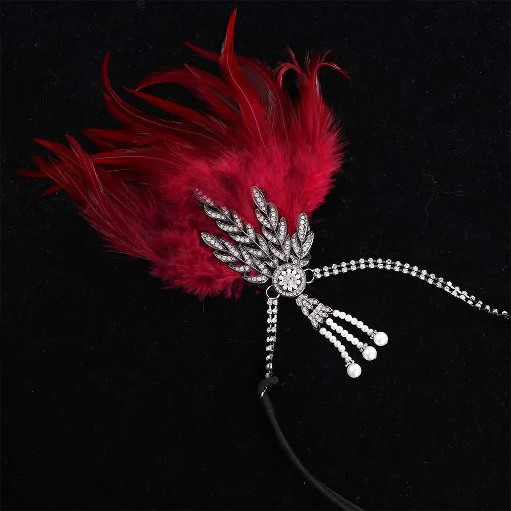 Fascia per capelli con catena per performance sul palco Copricapo di piume Accessori per capelli per feste in maschera Fascia per capelli in stile coreano Fascia per capelli con paillettes