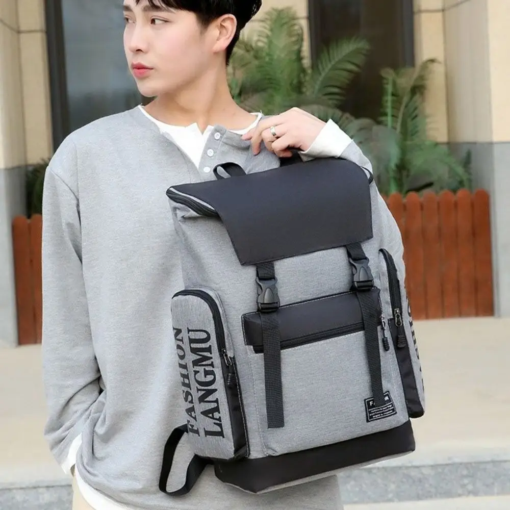 موضة رسالة الرجال على ظهره سعة كبيرة حقيبة لابتوب الطالب المدرسية حقيبة كتف متعددة الوظائف قماش حقيبة الظهر الذكور