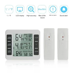 Refrigerator Thermometer, Wireless Indoor Outdoor Temperature Monitor with Audible Alarm Temp Gauge for Freezer Kitchen Home