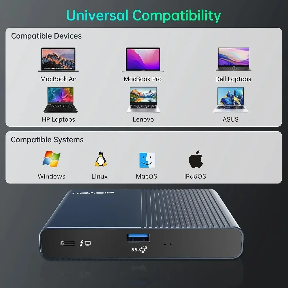 Stacja dokująca Acasis 40 Gbps USB 4.0 Thunderbolt 4 6-w-1 Hub Type-C Deck Wyjście wideo 8K@60HZ Ładowanie PD dla Macbook Pro Ipa