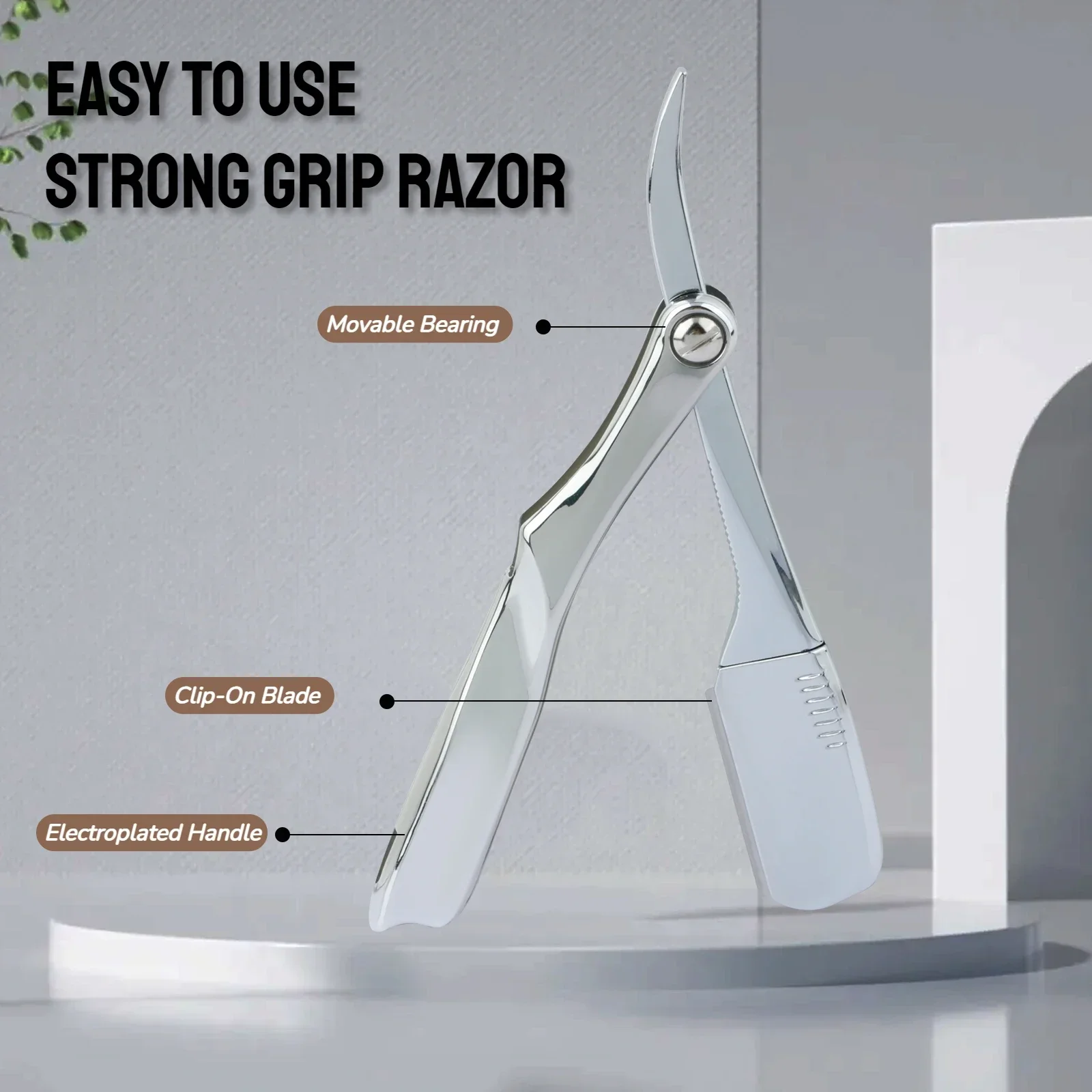 

1pc Professional Plating Just Folded Shaver Men's Dedicated Clean Shaving Salon Barber Accessories Hair Removal Tools