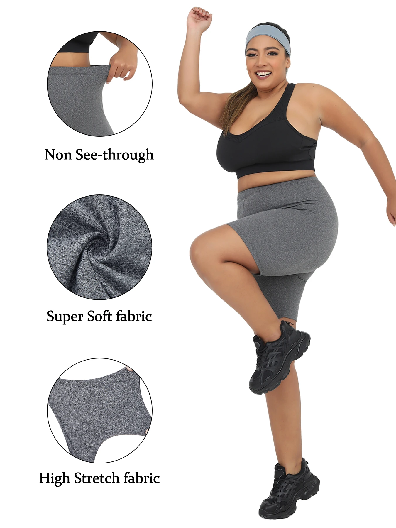 

Plus Size Super Soft Biker Shorts For Women No See Through Workout Running Yoga Athletic Shorts 6"Inseam RUNNING