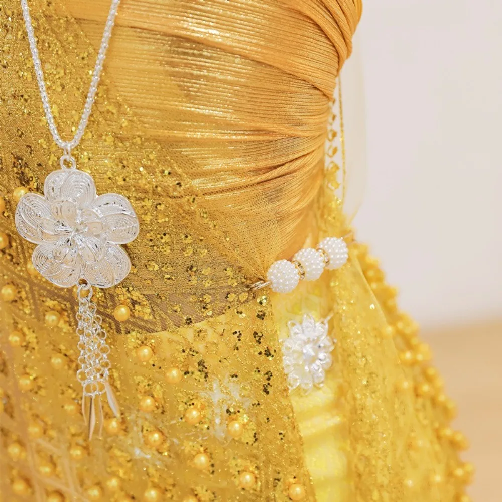 Disfraz de Festival Dai de estilo tailandés, traje tradicional tailandés de hilo dorado étnico, falda larga, traje de Tailandia, falda superior