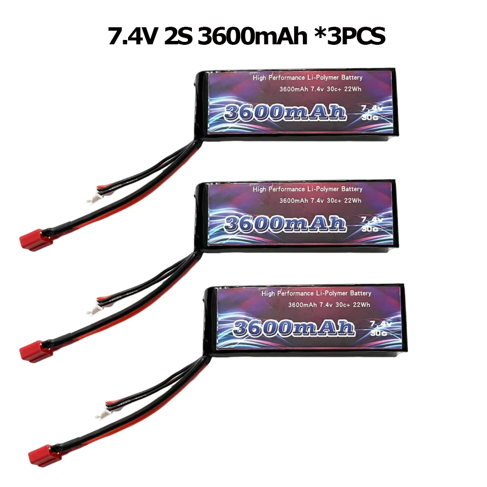 بطارية WLtoys RC للسيارة 7.4 فولت 2 ثانية 3600 مللي أمبير في الساعة لـ 144001 144010 124010 104016 104018 104019 أجزاء بطارية لعبة RC طويلة العمل 16 Minis #4