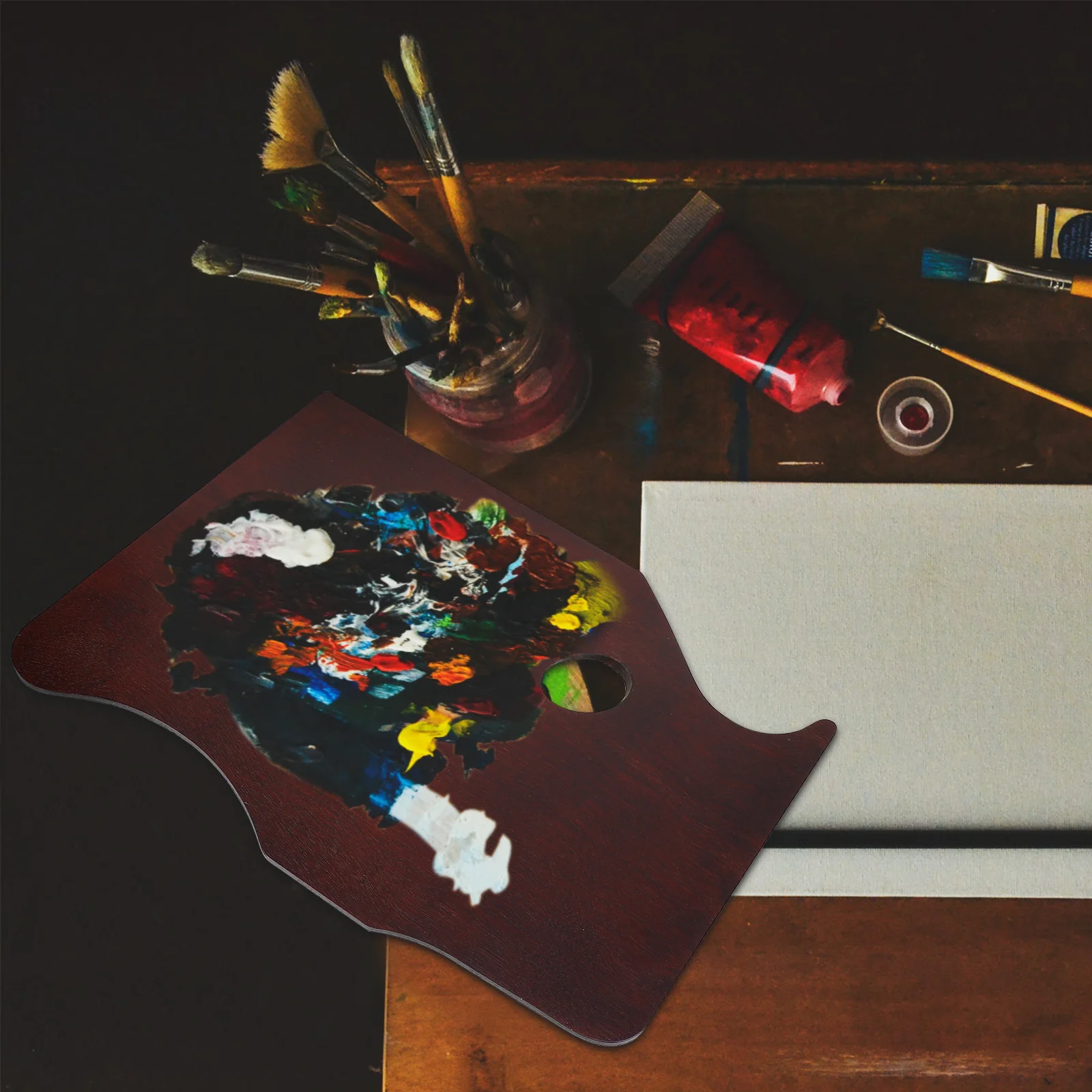 

1Pcs Wooden Painting Tray Waterproof Durable DIY Art Color Mixing Plate Painting Accessories Color Mixing Board