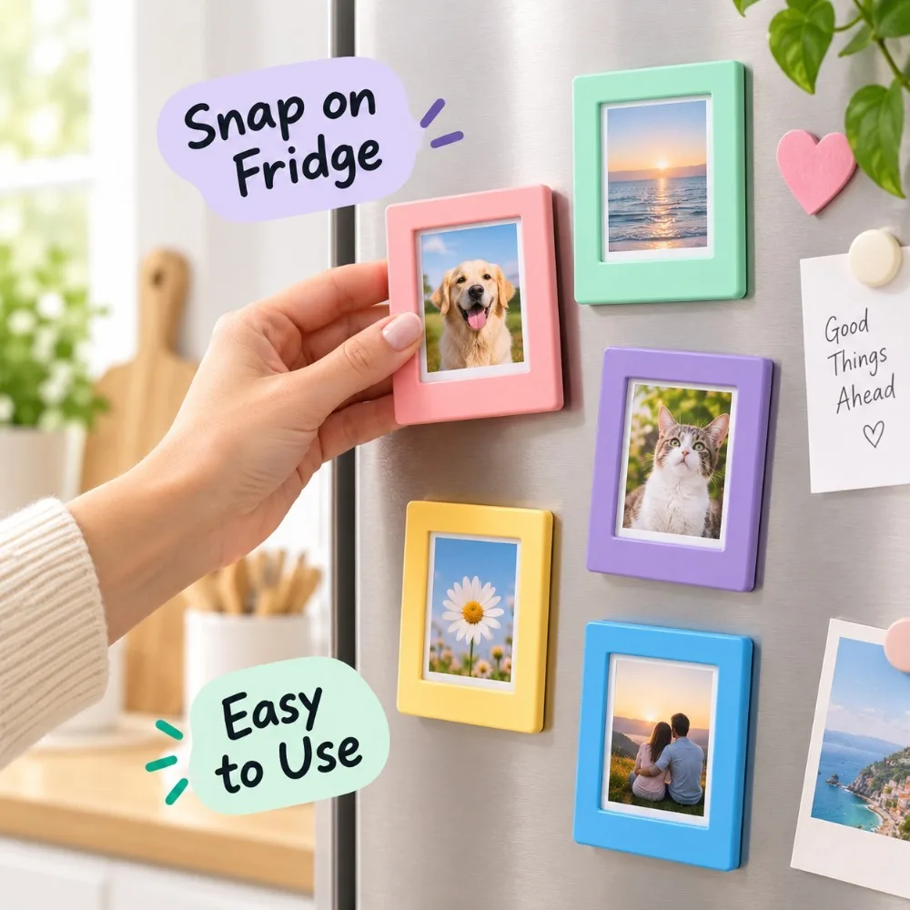10PCS Kawaii Magnetic Photo Frame Set for Home Display