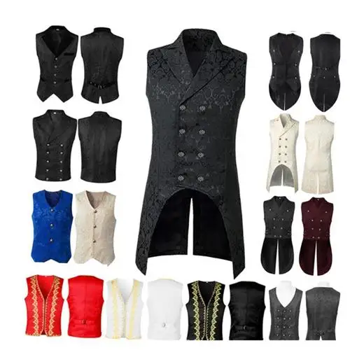 سترة رجالية على الطراز القوطي في القرون الوسطى أزياء المسرح أزياء الهالوين مادة البوليستر ملابس عرقية أصلية لموسم الربيع 2024 #4