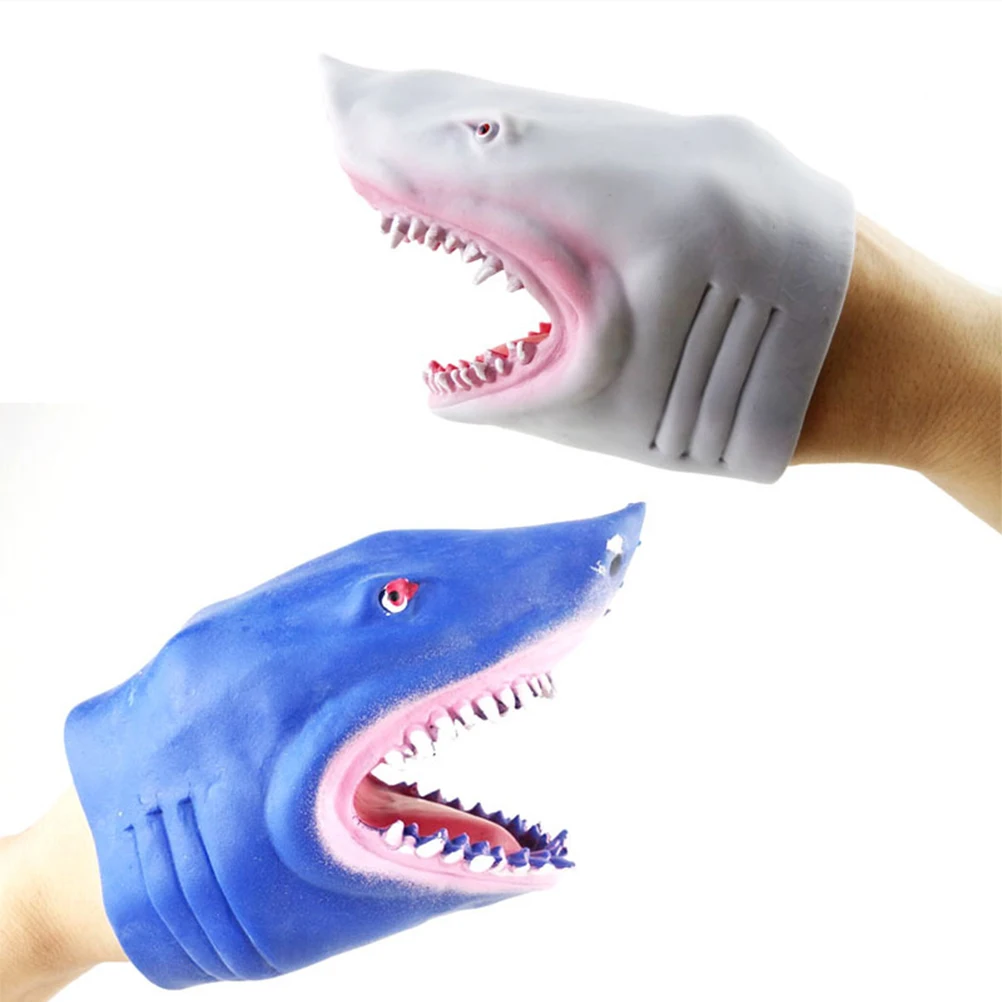 Marionnette à main de requin océanique simulé, jouet de dessin animé en plastique, gants de requin, accessoires de conte, interaction parent-enfant, 1PC