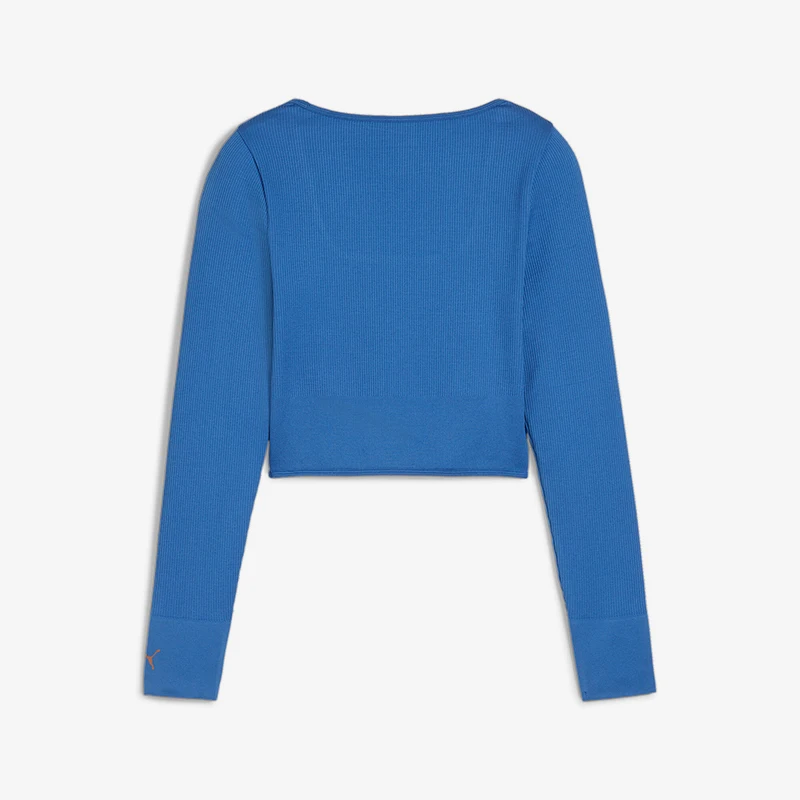 Puma genuine 2024 autumn new women's retro square neck tight casual sports long sleeved T-shirt 625391-40