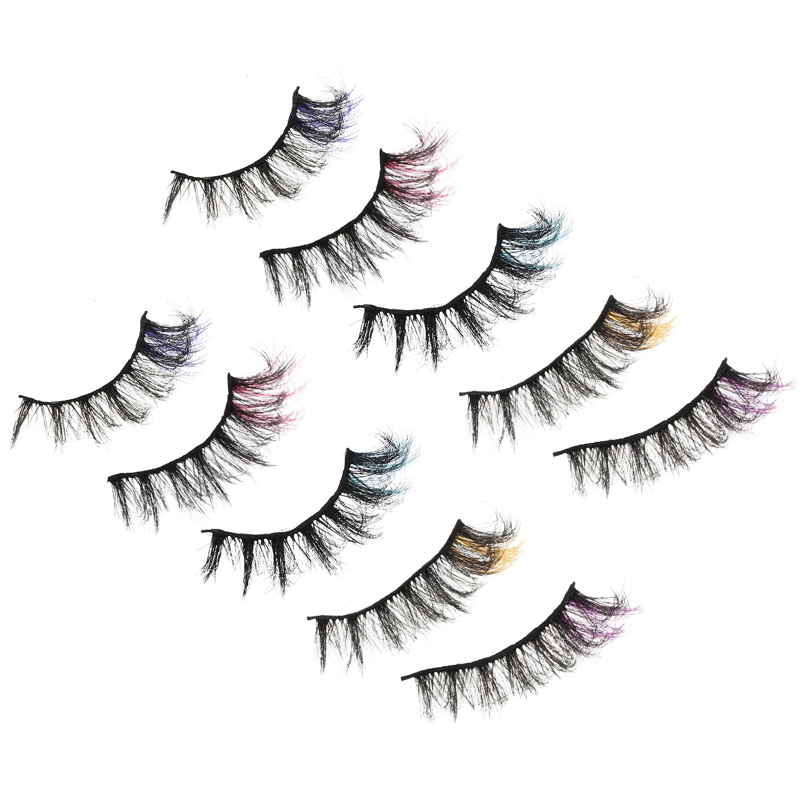 

Fake Eyelashes Colorful Tips Curly Lash Strips Long-Lasting Skin-Friendly Makeup Supplies For Day Night Looks Bulk Lashes