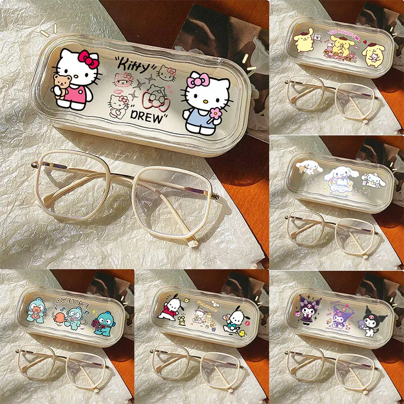 

Hello Kitty Glasses Box Portable Fashion Hard Glasses Box for Student Myopia Glasses Case Reading Eyewear Case Eyewear Protector
