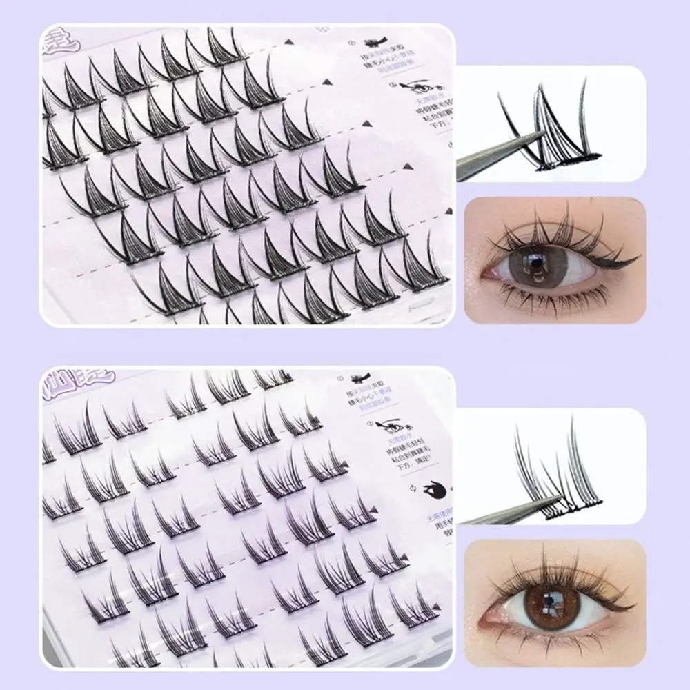Volumoso sem necessidade de cola maquiagem auto-adesivo clusters de cílios naturalmente ampliar os olhos doce curling clusters de cílios postiços
