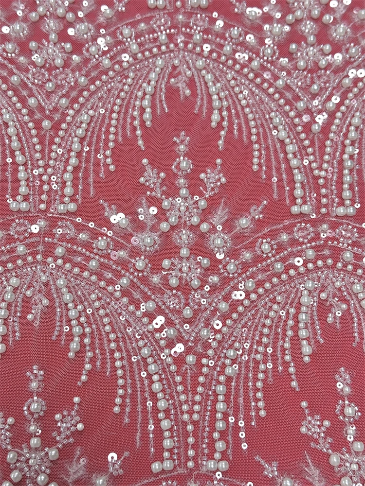 فاخر الخرز الثقيل الدانتيل قماش عالي الجودة 2025 تول أقمشة الدانتيل موضة أحدث الترتر الدانتيل للنسيج الزفاف الأفريقي 5 ياردات