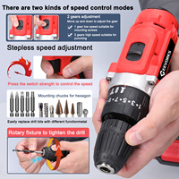 Household 3in1 Multifuctional Electric Drill Handheld Lithium Screwdriver 21V Impact Drill Brushed Motor 2 Speeds Control