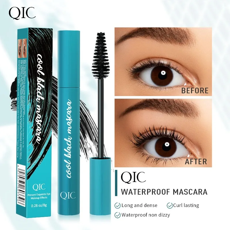 มาสคาร่า 4D วอลูมิไนซิ่ง เคิร์ลลิ่ง มาสคาร่ากันน้ำ ไม่เลอะเทอะ มาสคาร่าขนตาสีดำเย็นเพื่อความงามที่ดูเป็นธรรมชาติ