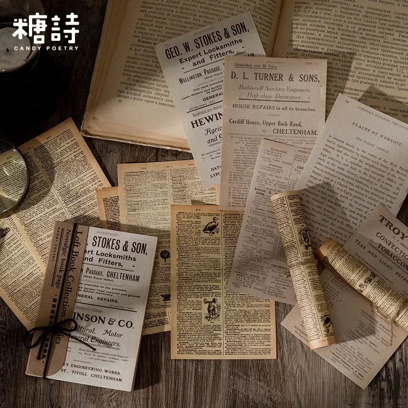 60pcs Old Newspaper Plant Craft Paper Vintage Junk Journal Ephemera Japanese Page Scrapbooking Decorative Music Material Paper