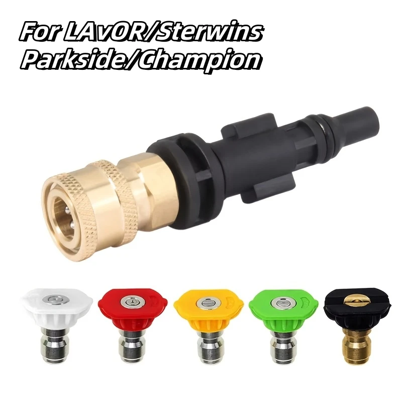 High pressure water gun quick connect adapter 1/4 quick connect with 5 color nozzles suitable for LAVOR/Sterwins/Parkside models