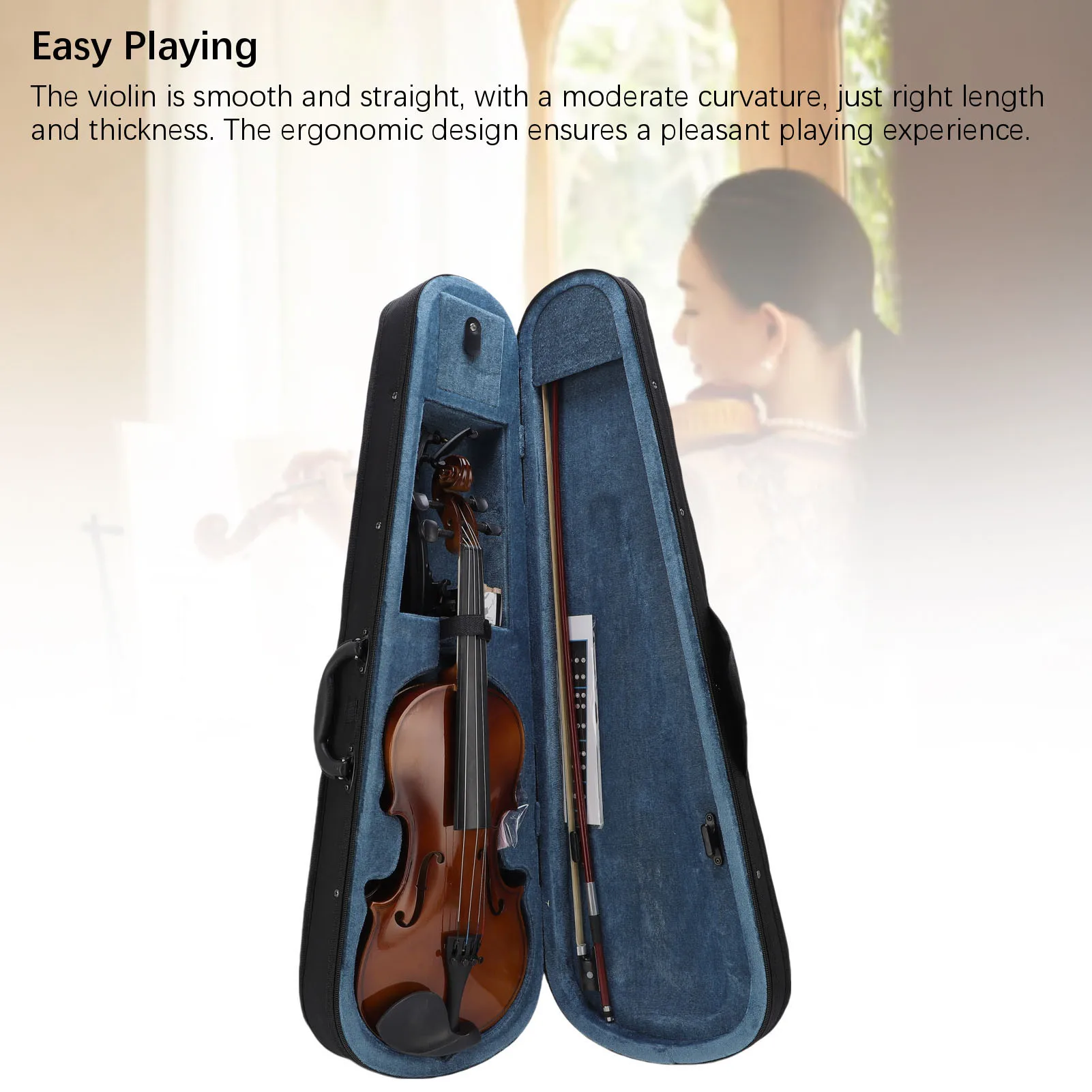 

Violin Set Matte Finish Smooth Elegant Basswood Ergonomic Moderate Curvature Violin Starter Kit for Learning