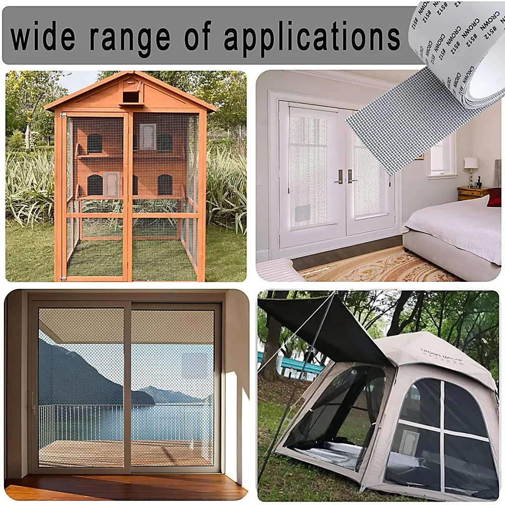 2026 New Upgrade Heavy-Duty Adhesive Screen Repair Tape, Fiberglass Mesh Repair Patches, Waterproof, Tear & Wear Resistant, Effectively Blocks Bugs and Repairs Screen Holes, Ideal for Broken Gray Door & Window Fly Screens
