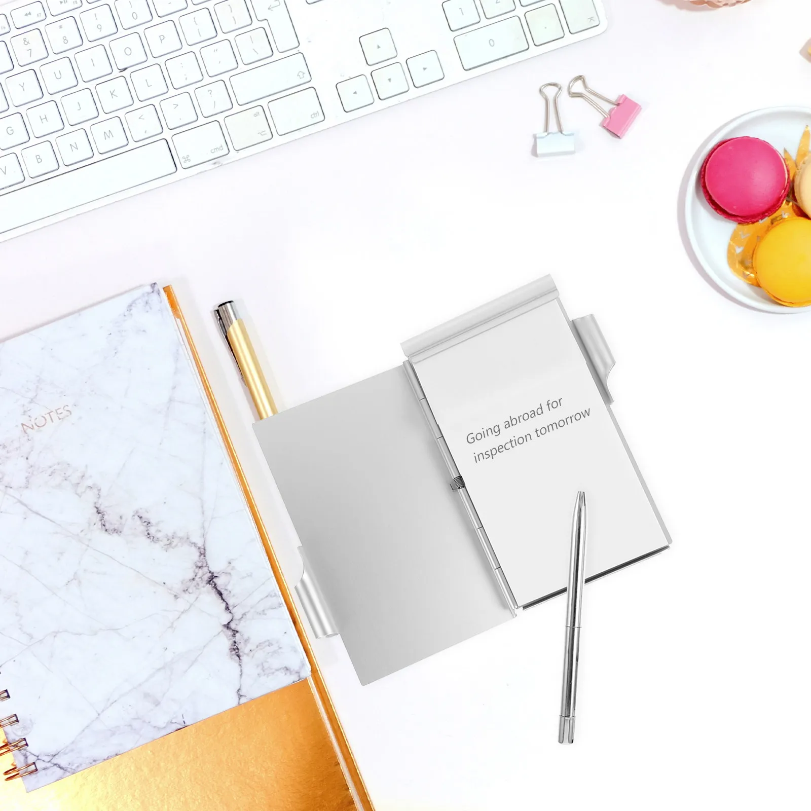 Metal Pocket Notebook Aluminum Alloy Case Mini Notebook Memo Pads Portable Office Notepad Holder with Pen