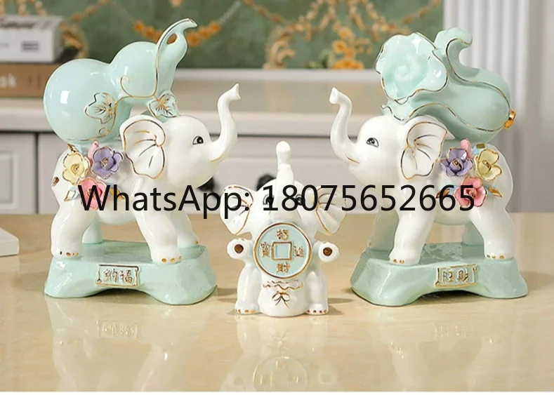 Elephant Lucky Ornament Wine Cabinet Soft Decoration Creative Ceramic Crafts Household Gifts